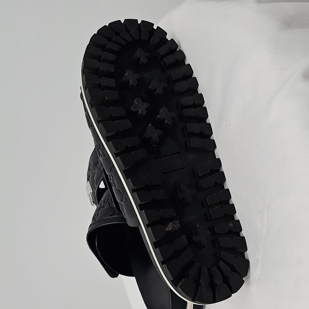 Michael Kors MK Logo Double Strap Slide Sandals Black 6M | Chunky Sole - Picture 7 of 7